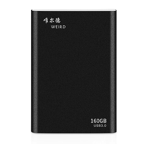 Wewoo Disques SSD externes 160 Go 2,5 pouces USB 3.0 Transmission haute vitesse Shell en métal Disque dur portable à semi-conducteurs ultra-mince léger Noir