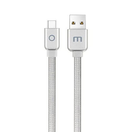 Wewoo Câble USB 1.2m 2A Noodle Weave Style Câble en métal USB-C / Type-C vers USB 2.0 de charge de synchronisation de données argent