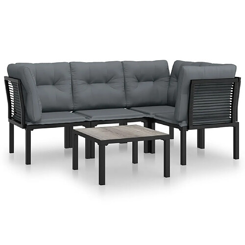 Maison Chic Salon de jardin 5 pcs - Table et chaises d'extérieur - Mobilier/Meubles de jardin Moderne noir et gris résine tressée -MN54450