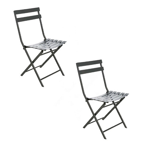 Hesperide Lot de 2 chaises de jardin pliables en métal Greensboro - Graphite