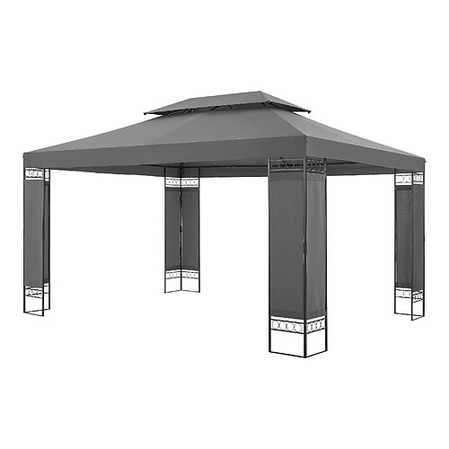 Tonnelle de jardin Lanciano avec structure en acier 400 x 300 x 265 cm gris foncé [en.casa]