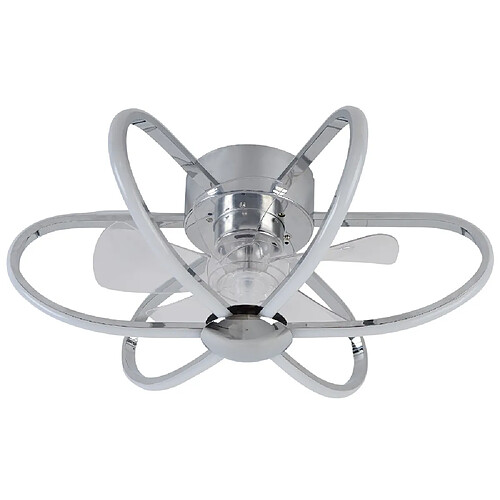 Ventilateur de plafond JURA chromé, 5 pales, 74W LED 3000-6500K, H23xP.53,5cm