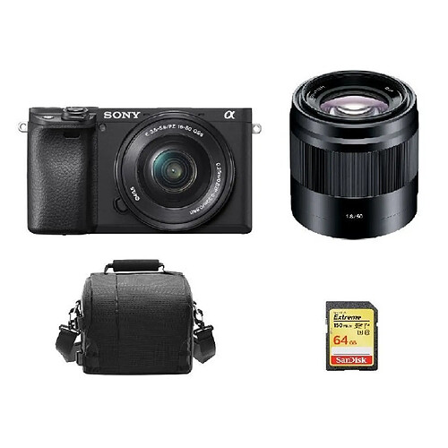 SONY A6400 Black KIT SEL 16-50MM F3.5-5.6 OSS Black + SEL 50MM F1.8 OSS Black + 64GB SD card + camera Bag