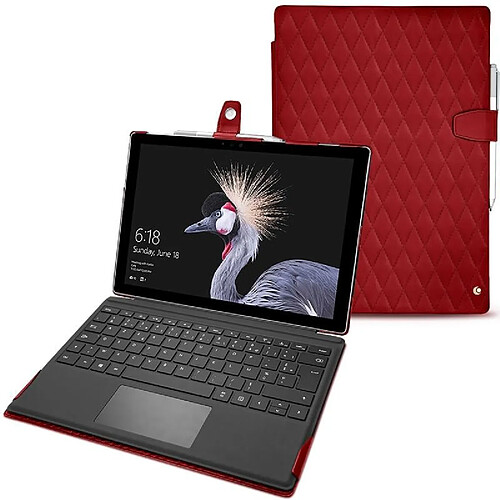 Housse cuir Microsoft Surface Pro 6 - Seconde peau - Rouge - Couture ( Nappa - Pantone #d50032 ) - NOREVE