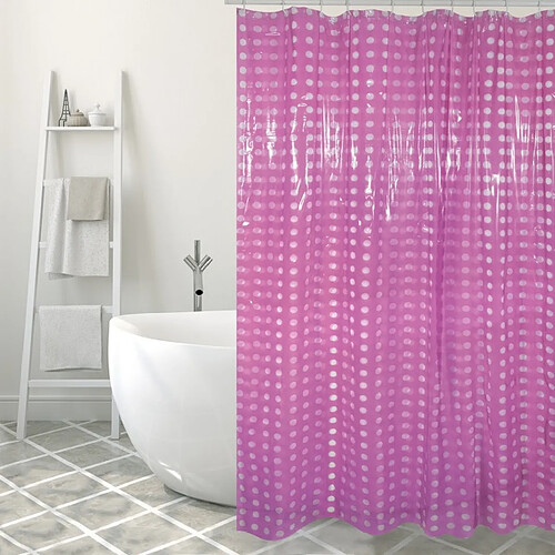 MSV Rideau de douche PVC 180x200cm Violet - Anneaux inclus