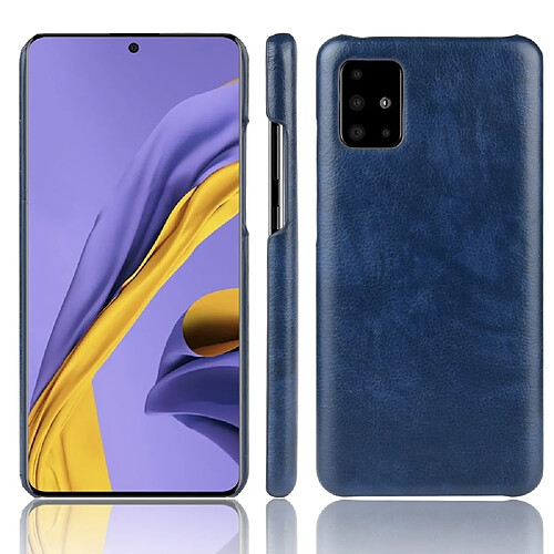 Wewoo Coque Pour Galaxy A51 Shockproof Litchi Texture PC + PU Case Blue