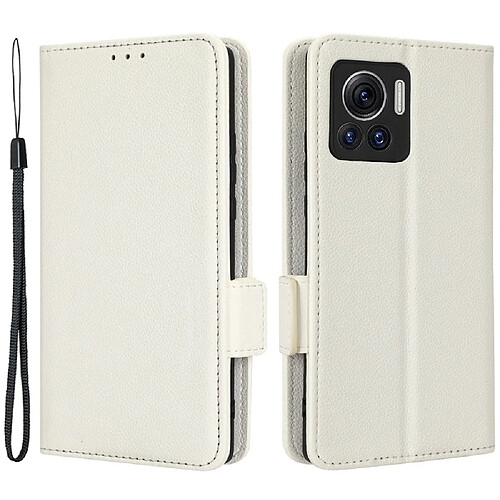 Etui en PU texture litchi, fermoir magnétique pour votre Motorola Edge 30 Ultra 5G/Edge X/Moto X30 Pro 5G - blanc