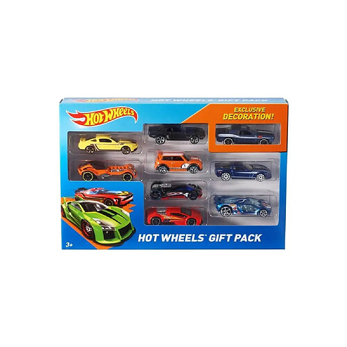 Mattel Coffret de 9 Véhicules Modèle Réduit à l'Échelle de 1/64 Gift Hot Wheels Multicolore