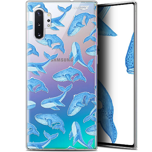 Caseink Coque arrière Samsung Galaxy Note 10+ / Plus (6.8 ) Gel HD [ Nouvelle Collection - Souple - Antichoc - Imprimé en France] Baleines