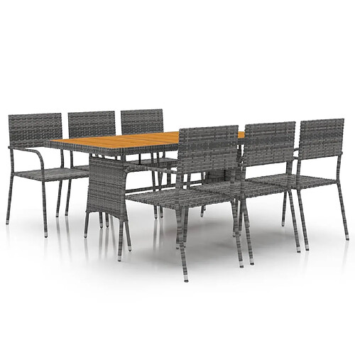 Maison Chic Mobilier à dîner de jardin 7 pcs,Table et chaises d'extérieur Résine tressée Gris -GKD976784