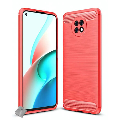 Htdmobiles Coque silicone gel carbone pour Xiaomi Redmi Note 9T 5G + verre trempe - ROUGE