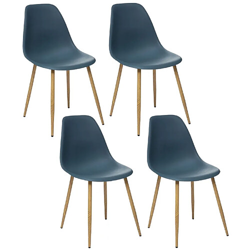 Toilinux Lot de 4 Chaises design scandinave Taho - Vert Navy