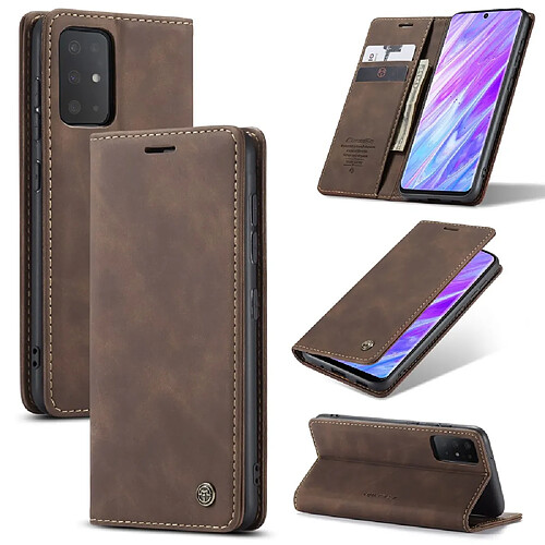 Caseme Etui en PU flip auto-absorbé marron foncé pour votre Samsung Galaxy S20/S11e