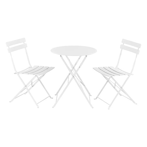 Set de Bistrot Caprile de Jardin Pliables Acier Blanc [en.casa]