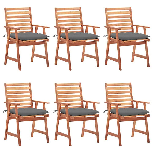 Maison Chic Lot de 6 Chaises à dîner de jardin avec coussins,Fauteuil/Chaises à manger d'extérieur Acacia massif -MN78167