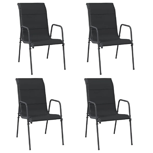 Maison Chic Lot de 4 Chaises de jardin,Fauteuil d'extérieur Acier et textilène Noir -MN47668