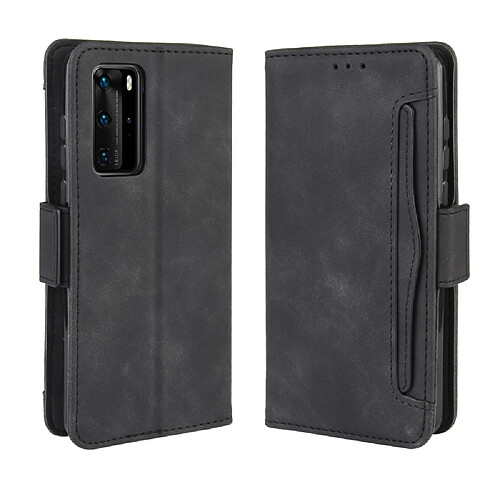 Etui en PU avec support et plusieurs porte-cartes noir pour votre Huawei P40 Pro