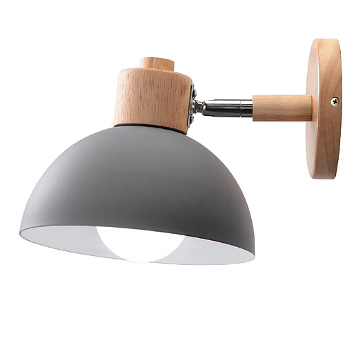 Stoex Ø20CM Applique Murale Rétro Moderne Applique Murale en Bois Et Métal Lampe Murale Simple, Angle Réglable, Pour Salon, Chambre À Coucher (Gris) E27