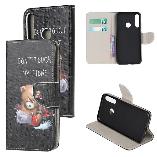 Etui en PU avec support ours en colère pour votre Huawei P40 Lite E