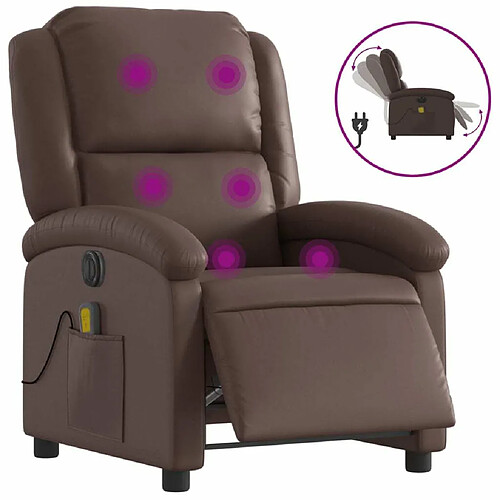 Maison Chic Fauteuil Relax pour salon, Fauteuil de massage inclinable électrique marron similicuir -GKD98674