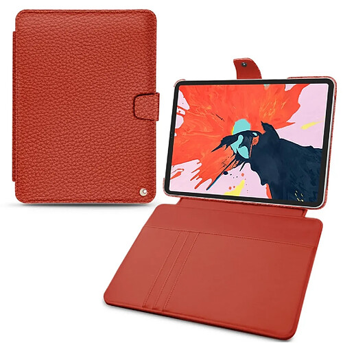 Housse cuir Apple iPad Pro 12.9' (2018) - Rabat portefeuille - Papaye ( Pantone #b54317 ) - NOREVE