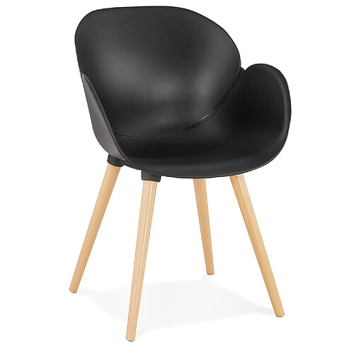 Alterego Chaise design scandinave 'PICATA' noire avec pieds en bois