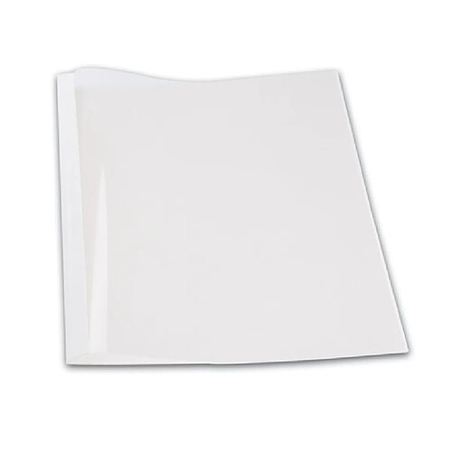 Fellowes Couverture avec dos cartonné blanc 250 g et face plastique 15/100 - dos 1,5 mm - Lot de 100