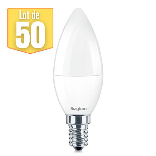 BRAYTRON Lot de 50 ampoules LED flamme 5W (Eq. 35W) E14 3000K