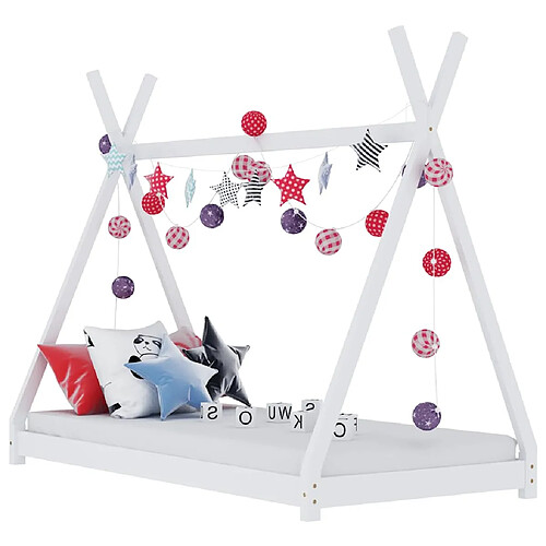 vidaXL Cadre de lit d'enfant Blanc Bois de pin massif 80x160 cm