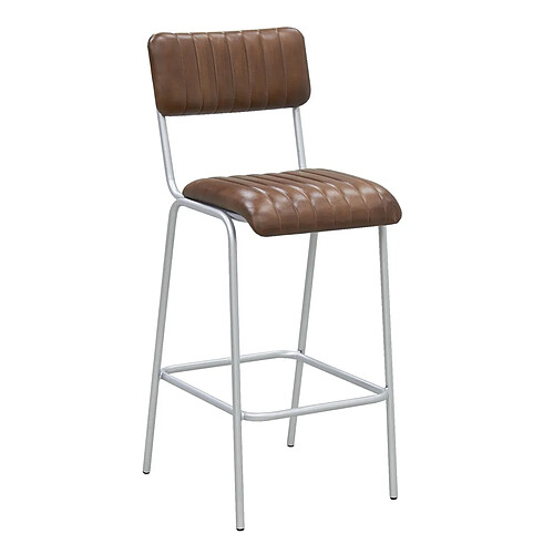 Aubry Gaspard Tabouret de bar en cuir et métal Hauteur siège 75 cm.