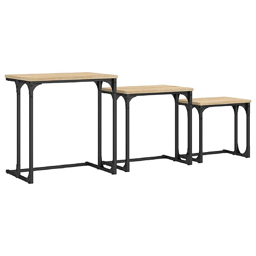 Maison Chic Lot de 3 Tables basses gigognes pour salon | Table à café chêne sonoma bois d'ingénierie -GKD36014