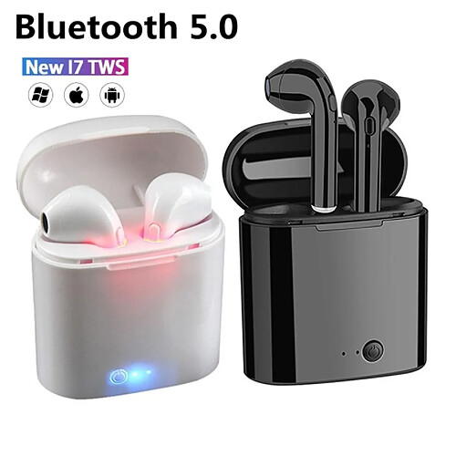 GUPBOO Écouteurs Bluetooth I7s TWS ; Casque sans fil pour tous les smartphones ; écouteurs de sport; écouteurs stéréo; Casque avec compartiment de charge ; Casque