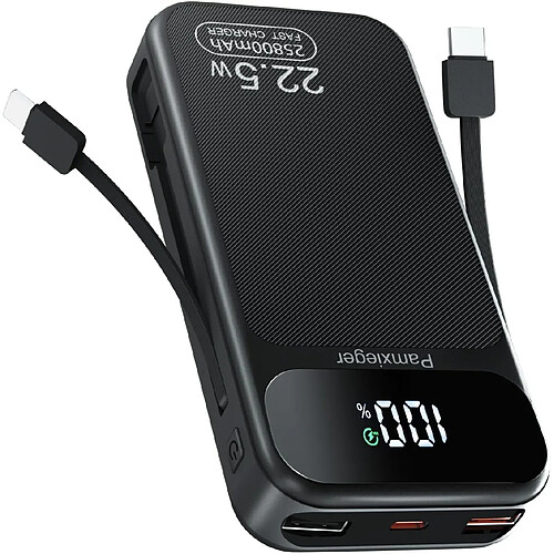 SANAG Power Bank 25 800 Mah, 22,5 W Pd3.0 Qc4.0 Batterie Externe Pour Téléphone Portable, Écran Lcd, Charge Rapide, Avec Câble Usb-C, Sorties Et Entrées Usb C, Chargeur Portable Pour Smartphones, Tablettes