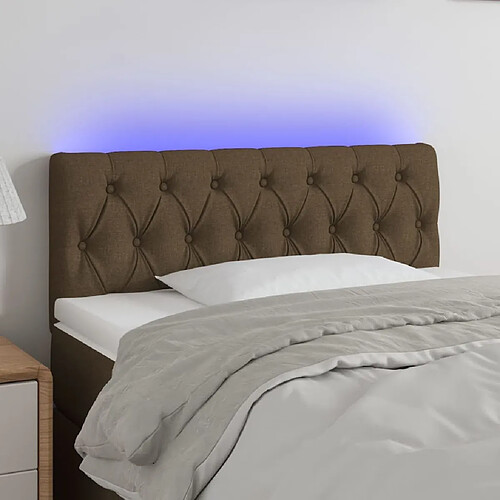 Maison Chic Tête de lit scandinave à LED,meuble de chambre Marron foncé 90x7x78/88 cm Tissu -MN26303