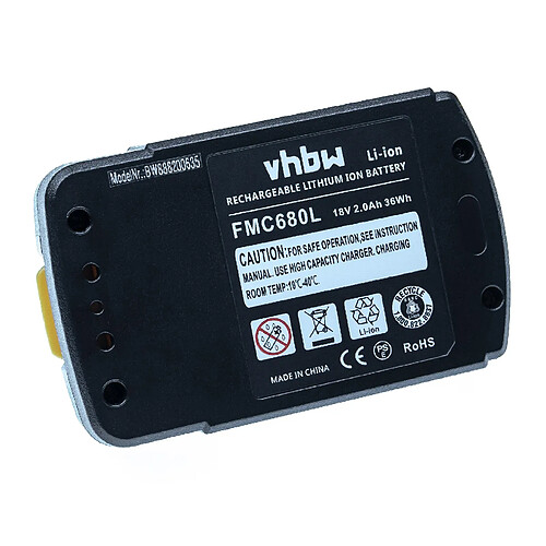 vhbw Batterie compatible avec Stanley FMC698B, FMC705B-XE, FMC710D2-XE, FMC761B-XE outil électrique (2000 mAh, Li-ion, 18 V)