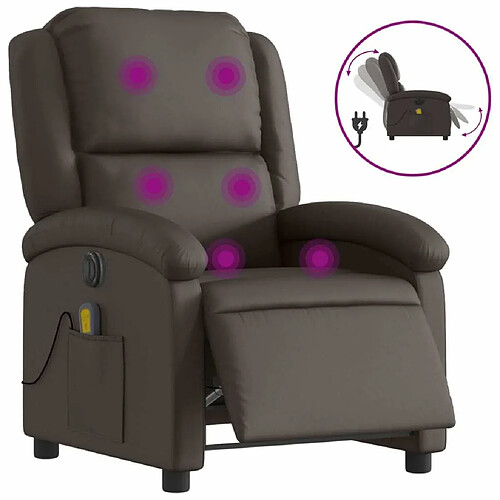 Maison Chic Fauteuil Relax pour salon, Fauteuil de massage inclinable électrique marron foncé -GKD49973