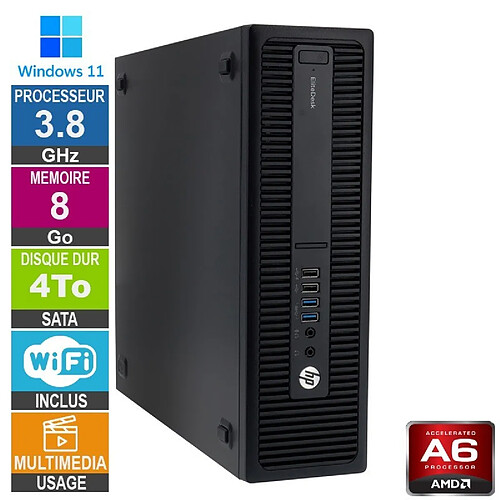 HP 705 G3 SFF A6-8570 3.80GHz 8Go/4To Wifi W11 · Reconditionné