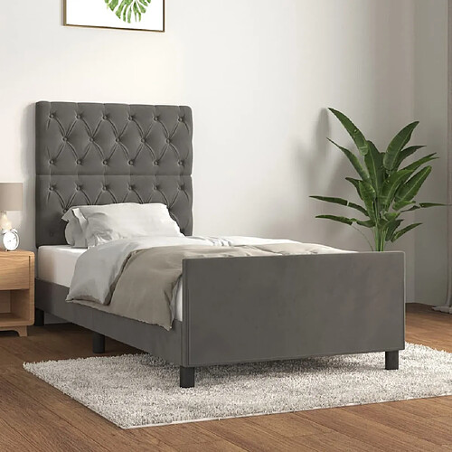 vidaXL Cadre de lit sans matelas gris foncé 80x200 cm velours