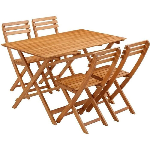 No Name Ensemble repas de jardin en bois d'eucalyptus FSC - 4 personnes