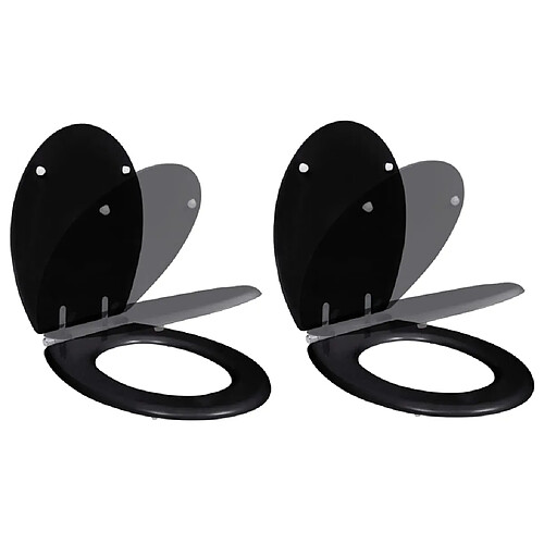 vidaXL Sièges de toilette avec couvercles 2 pcs MDF Noir