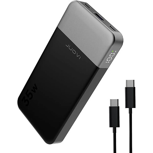 SANAG Juovl Power Bank Portable, 10000Mah 35W Chargement Rapide Avec La Technologie Pd 3.0 + Qc 4.0, 2 Entrees Et Sories Type-C, 1 Sortie Usb-A Batterie Compatible Pour Iphone, Macbook, Galaxy, Ipad (Noir)