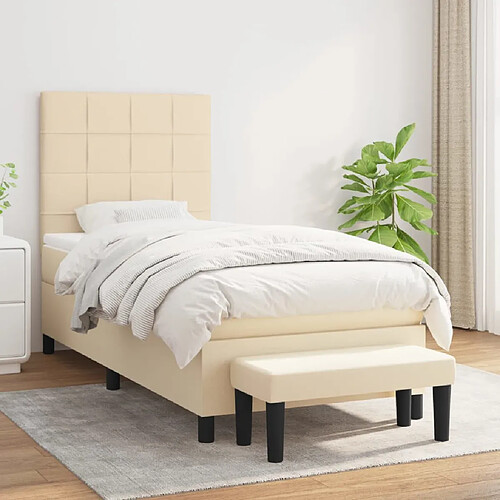 vidaXL Sommier à lattes de lit avec matelas Crème 80x200 cm Tissu