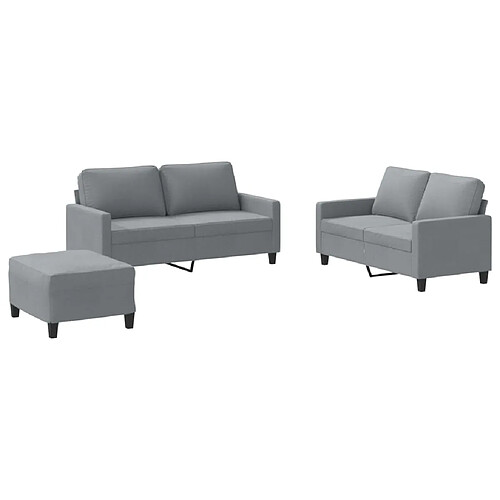 Maison Chic Ensemble de canapés 3 pcs avec coussins, Canapé droit Sofa pour Salon Gris clair Tissu -GKD375163