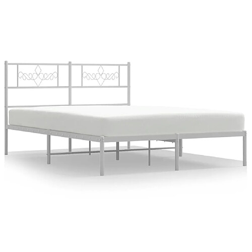 Vidaxl Cadre de lit métal avec tête de lit blanc 140x190 cm