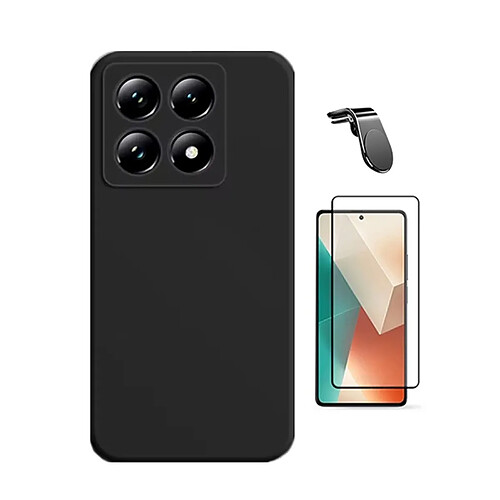 Kit De Film En Verre Trempé À Coque Complète 5D + Couvercle En Silicone Liquide + Support Magnétique L Phonecare Pour Xiaomi 14T - Noir