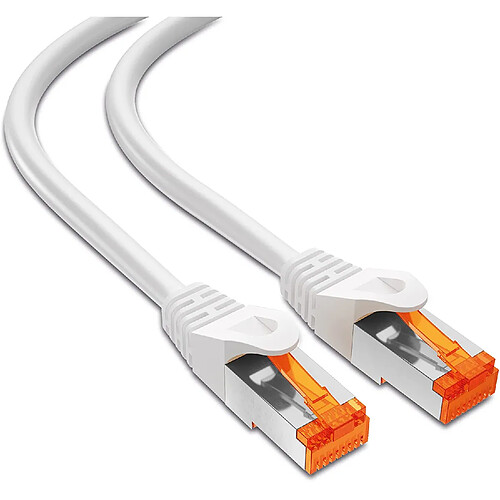 mumbi 23517 Cat.6 FTP Câble réseau de raccordement LAN Ethernet Patch avec connecteurs RJ-45 2.00m, blanc (1x)