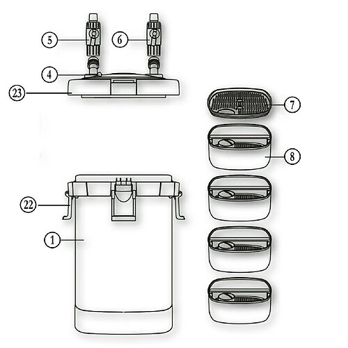 Helloshop26 Pompe filtre aquarium bio extérieur 1 000 litres par heure 4 phases materiaux pompe 16_0001743