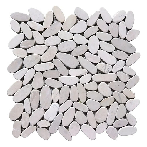 Pegane Plaque de mosaïque / carrelage mosaïque mur et sol en pierre naturel blanche mate - 33 x 33 cm