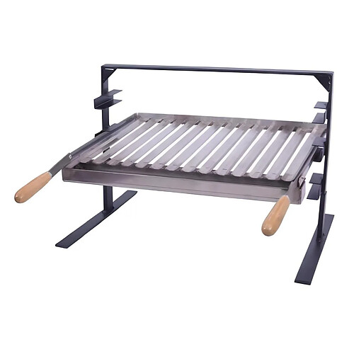 Visiodirect Support Barbecue avec grille et récupérateur de graisse en Inox coloris Gris - 50x 41 x 42 cm