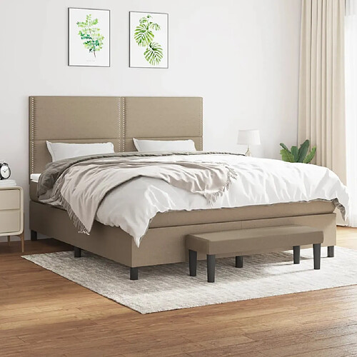 vidaXL Sommier à lattes de lit avec matelas Taupe 160x200 cm Tissu